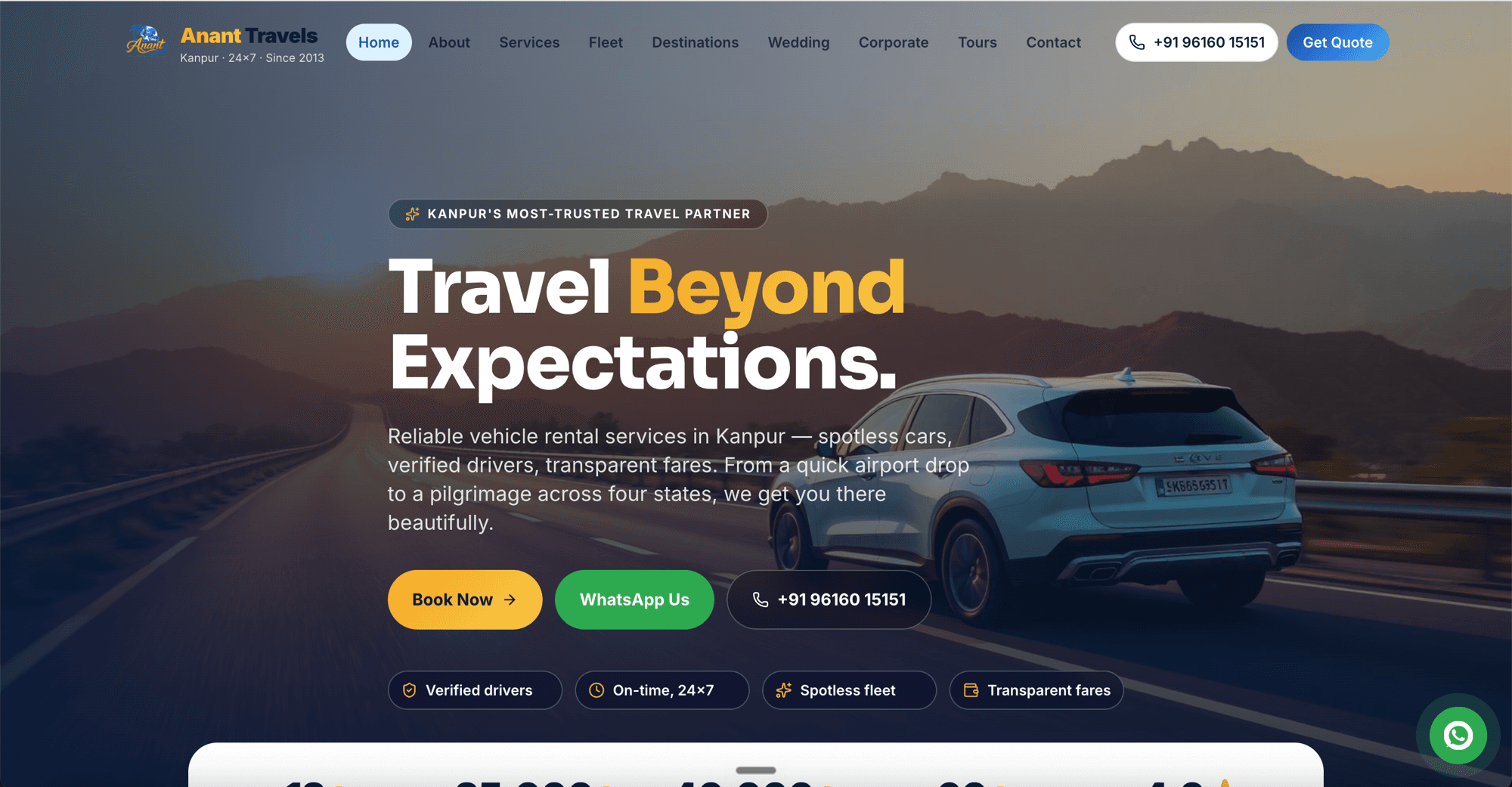 Anant Travels website screenshot
