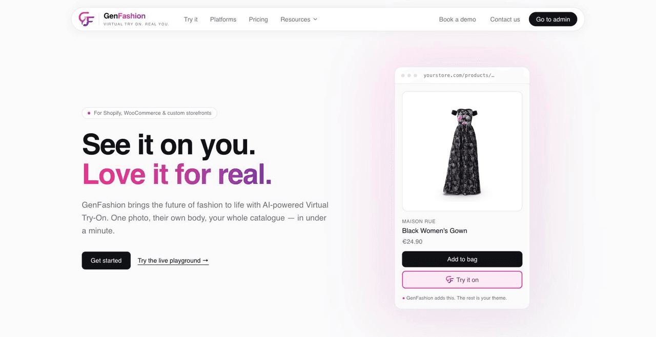 GenFashion website screenshot