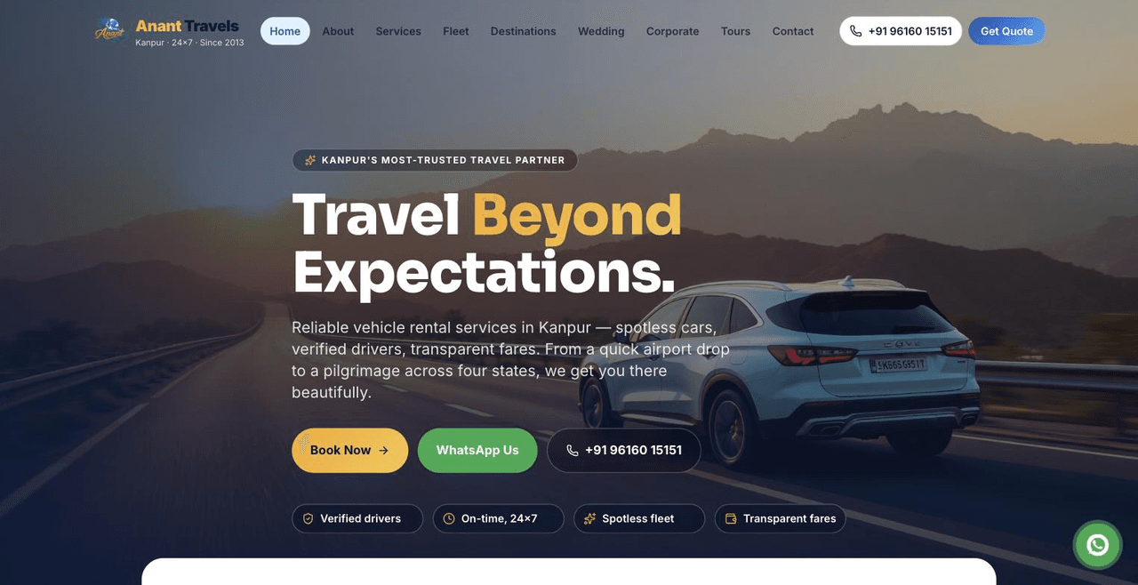 The Anant Travels fleet showcase